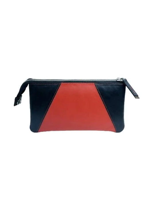 Women’s Dual-Zip Premium Clutch Purse – Black & Red