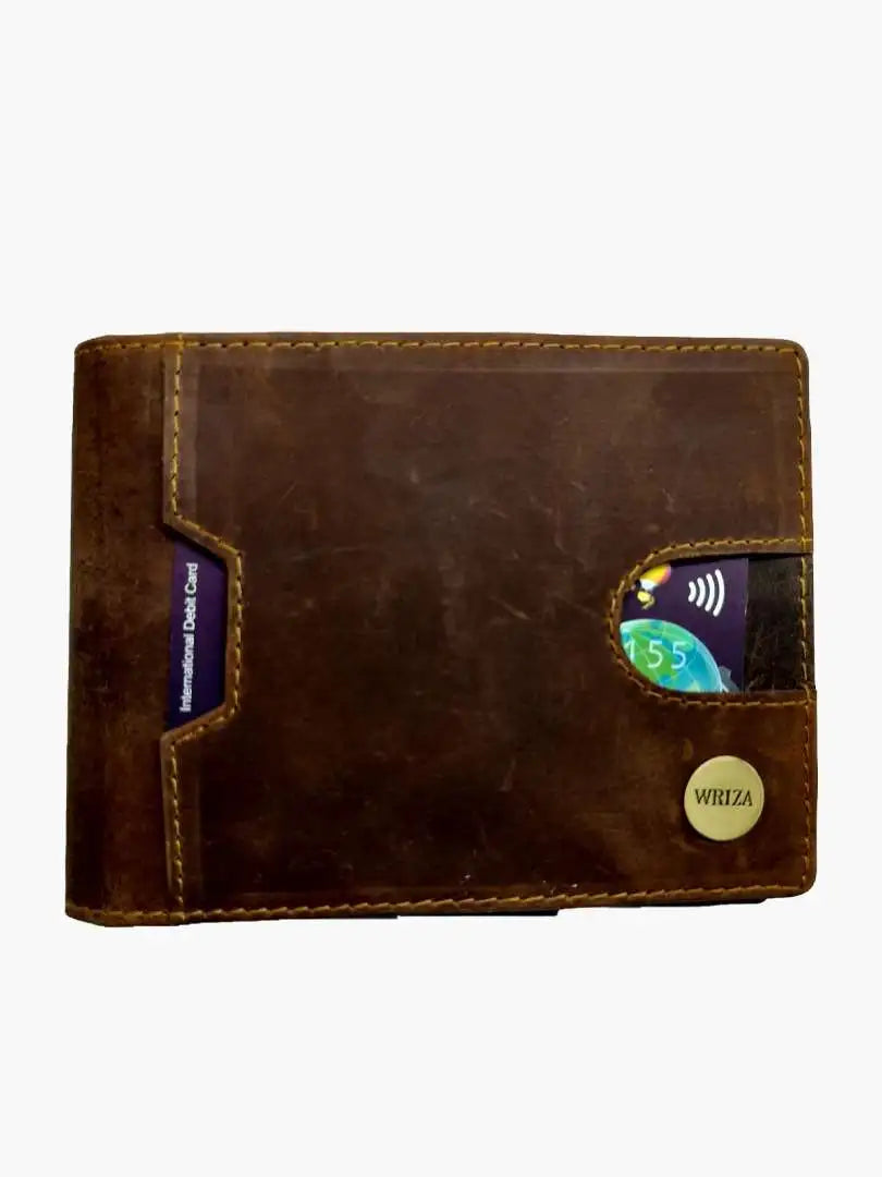 WRIZA RFID Safe Slim Wallets for Men | Genuine Leather Bifold Wallets with 9 Slots | Minimalist & Stylish Wallet for Everyday Carry