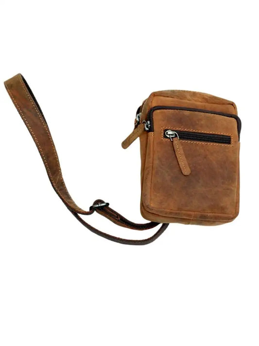 WRIZA Genuine Leather Sling Bag for Men | Vintage Leather | Compact Travel Crossbody Bag with 2 Compartments & Waterproof Linen Lining | Stylish & Lightweight Everyday Shoulder Bag