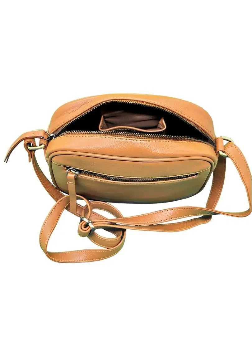 WRIZA Women’s Genuine Leather Sling Bag  Compact Handbag with Single Compartment & Soft Linen Lining  Stylish Shoulder Bag for Daily  Office & Party Use