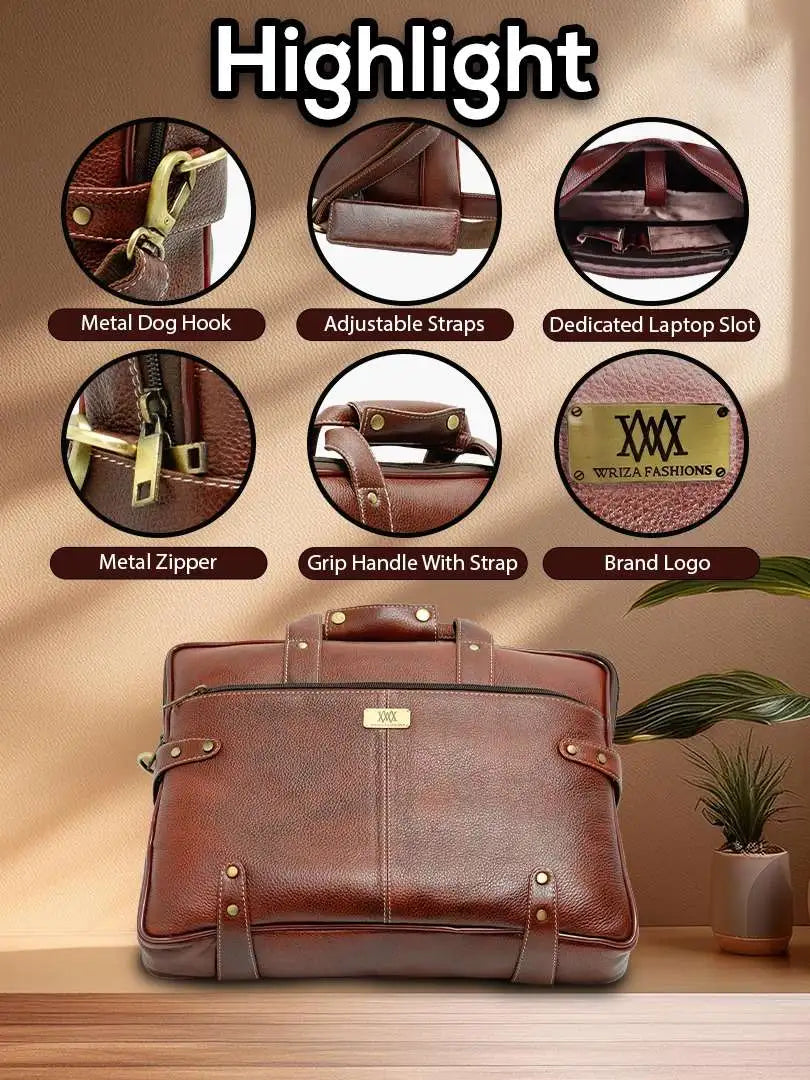 WRIZA Fashions Leather Men and Women Brown Bag