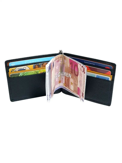 WRIZA RFID Protected Men’s  Genuine Leather Slim Wallet Money Clip Wallet