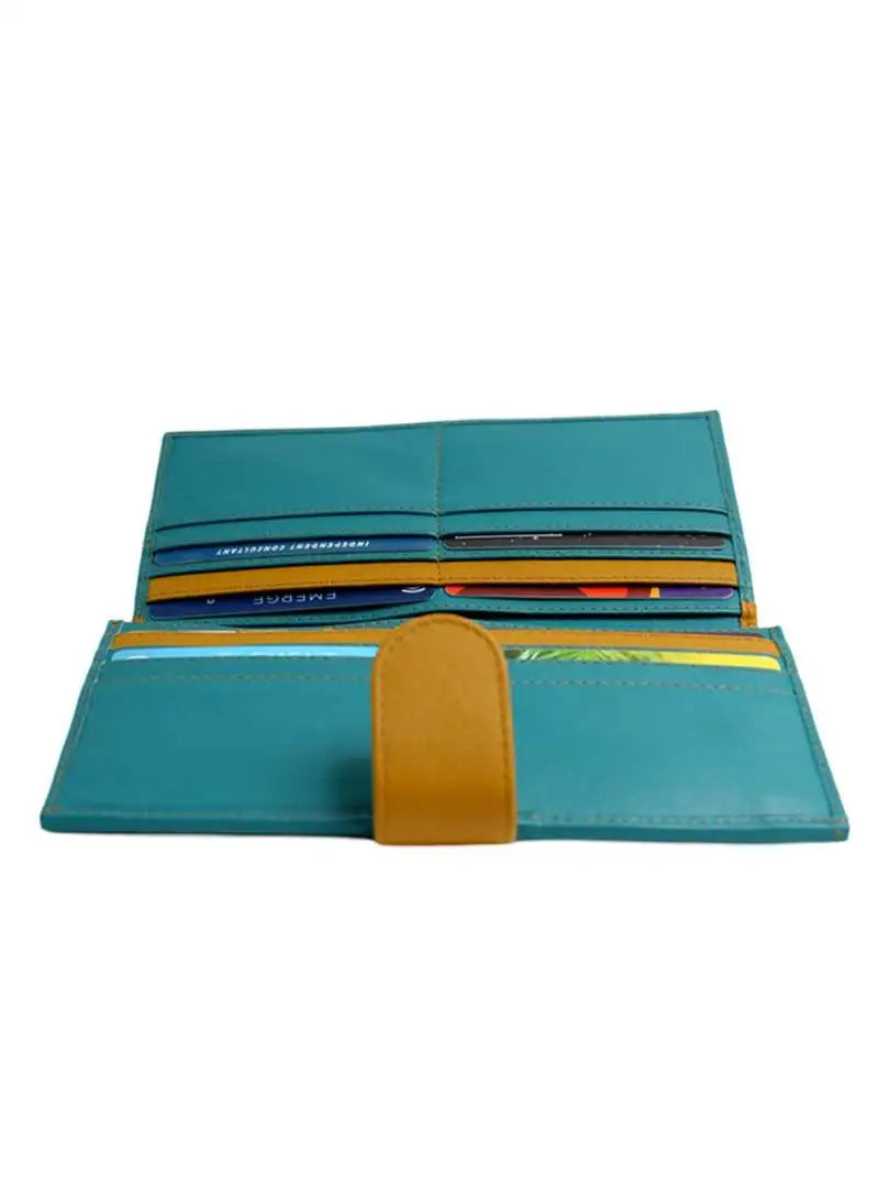 WRIZA RFID Safe Women’s Purse  Genuine Leather Hand Clutch with 16 Card Slots & 3 Spacious Compartments  Lightweight Wallet for Everyday Use