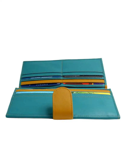 WRIZA RFID Safe Women’s Purse  Genuine Leather Hand Clutch with 16 Card Slots & 3 Spacious Compartments  Lightweight Wallet for Everyday Use