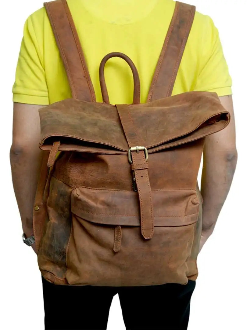 WRIZA Genuine Leather Travel Backpack
