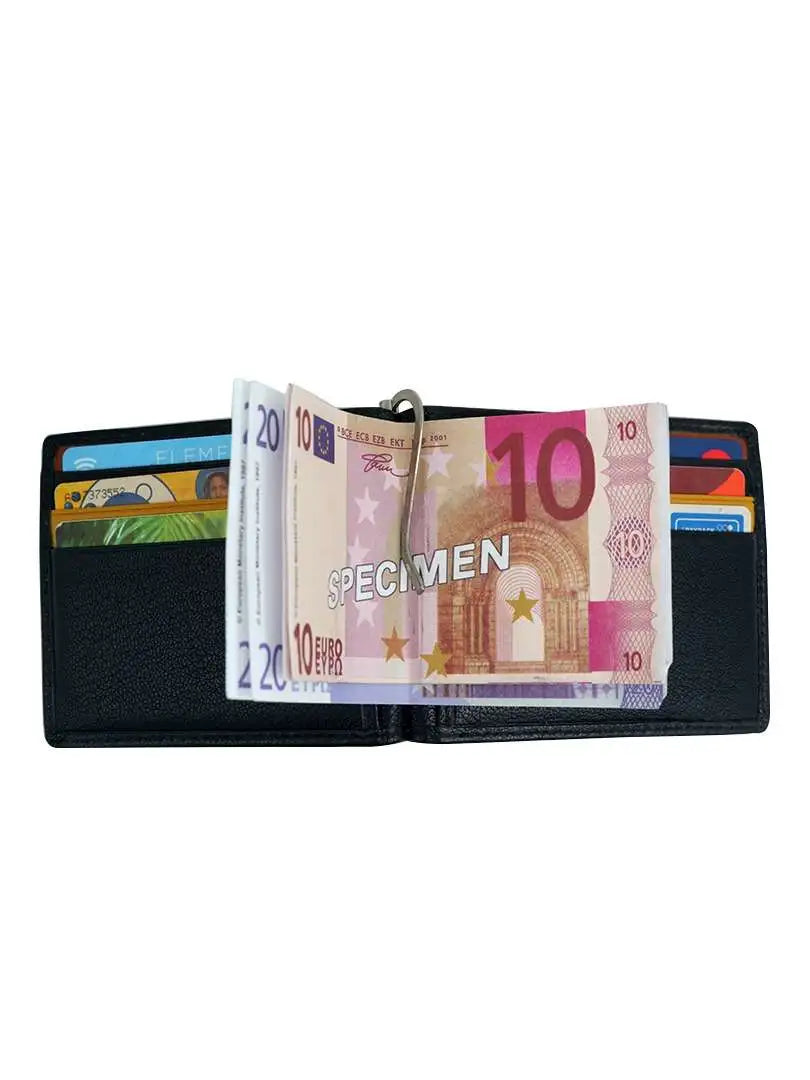 WRIZA RFID Protected Men’s  Genuine Leather Slim Wallet Money Clip Wallet