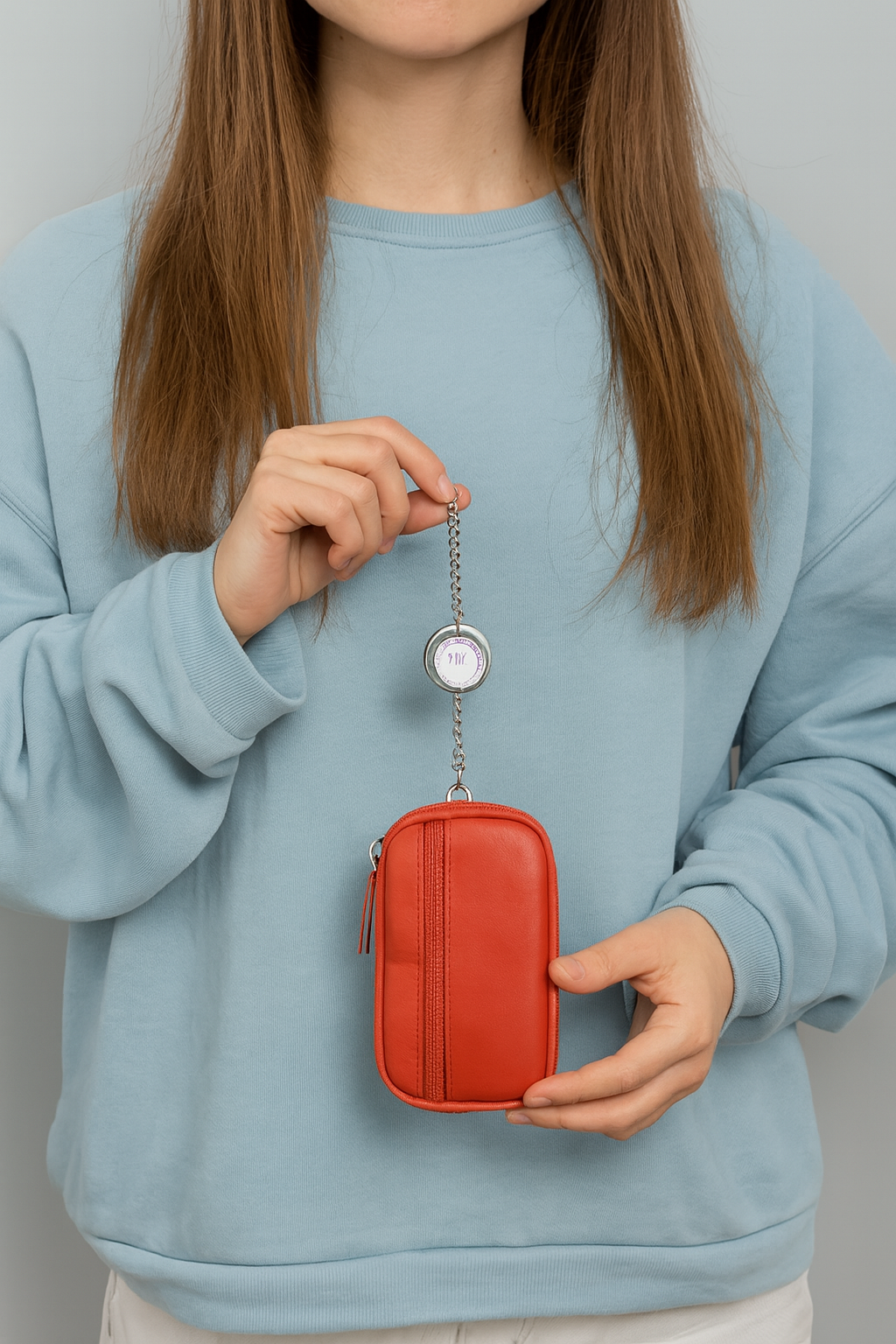 WRIZA Genuine Leather Key Pouch for Women | 2-Compartment Key Holder Case | Compact & Elegant Key Organizer for Purse or Bag - Colour as per avability