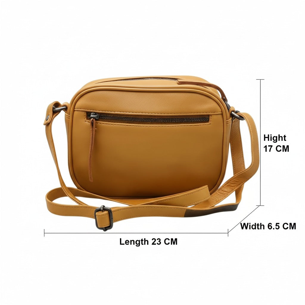 WRIZA Women’s Genuine Leather Sling Bag  Compact Handbag with Single Compartment & Soft Linen Lining  Stylish Shoulder Bag for Daily  Office & Party Use