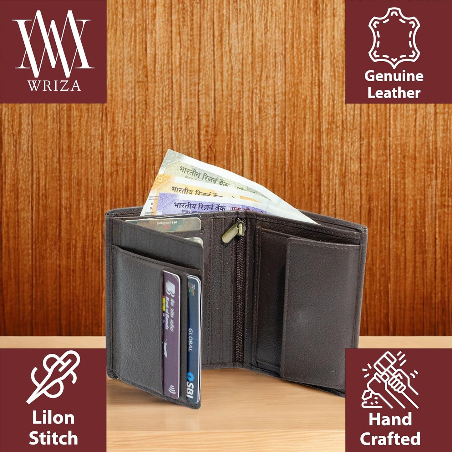 WRIZA Men's Travel Trendy | Formal Genuine Leather Wallet with RFID Blocking