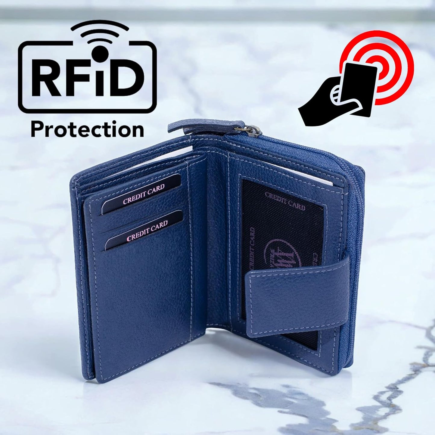 Genuine Women’s Leather Purse – Compact, Secure & RFID Protected