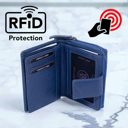 Genuine Women’s Leather Purse – Compact, Secure & RFID Protected