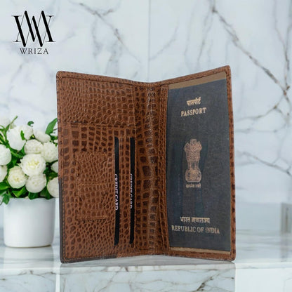Unisex Tan Genuine Leather Passport Holder RFID Protected