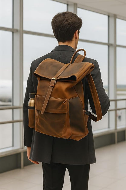 WRIZA Genuine Leather Travel Backpack