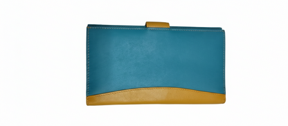 WRIZA RFID Safe Women’s Purse  Genuine Leather Hand Clutch with 16 Card Slots & 3 Spacious Compartments  Lightweight Wallet for Everyday Use