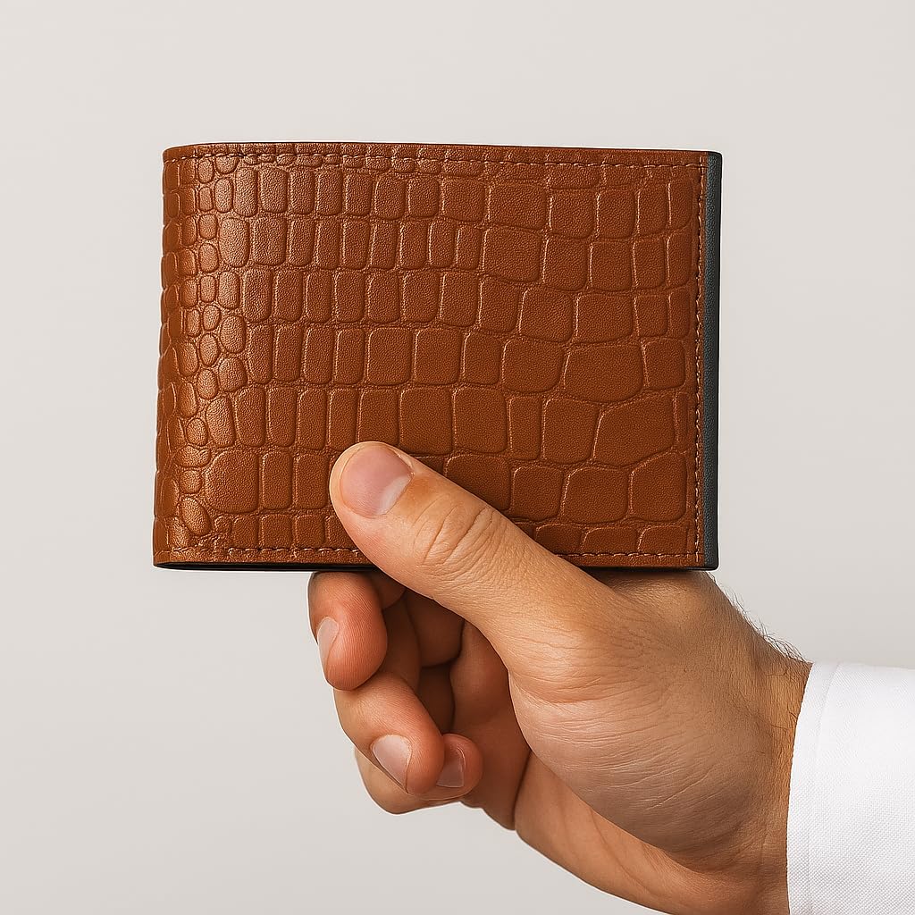 WRIZA Fashions Men's Tan Brown Cow Genuine Leather Wallet