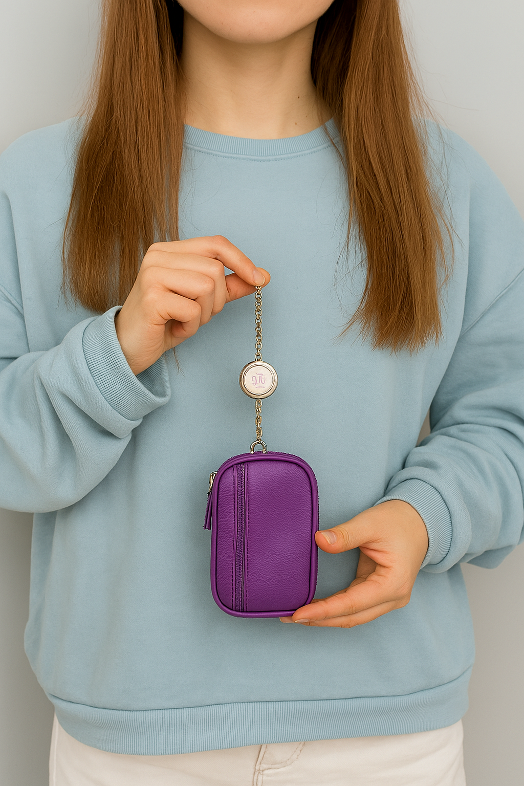 WRIZA Genuine Leather Key Pouch for Women | 2-Compartment Key Holder Case | Compact & Elegant Key Organizer for Purse or Bag - Colour as per avability