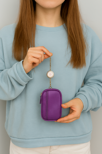 WRIZA Genuine Leather Key Pouch for Women | 2-Compartment Key Holder Case | Compact & Elegant Key Organizer for Purse or Bag - Colour as per avability