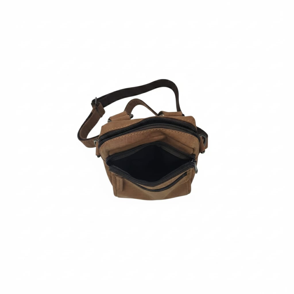 WRIZA Genuine Leather Sling Bag for Men | Vintage Leather | Compact Travel Crossbody Bag with 2 Compartments & Waterproof Linen Lining | Stylish & Lightweight Everyday Shoulder Bag