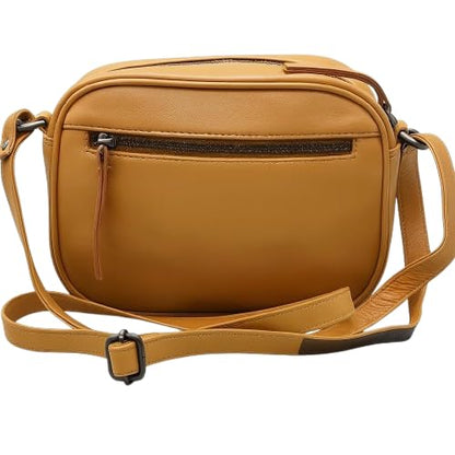 WRIZA Women’s Genuine Leather Sling Bag  Compact Handbag with Single Compartment & Soft Linen Lining  Stylish Shoulder Bag for Daily  Office & Party Use
