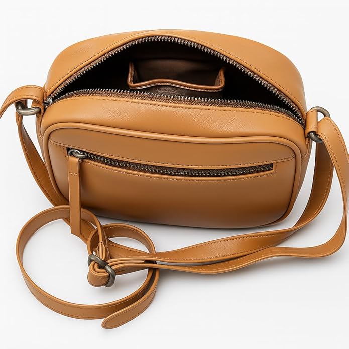 WRIZA Women’s Genuine Leather Sling Bag  Compact Handbag with Single Compartment & Soft Linen Lining  Stylish Shoulder Bag for Daily  Office & Party Use