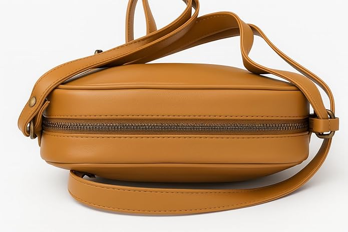 WRIZA Women’s Genuine Leather Sling Bag  Compact Handbag with Single Compartment & Soft Linen Lining  Stylish Shoulder Bag for Daily  Office & Party Use