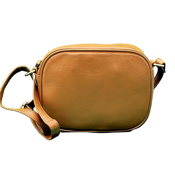 WRIZA Women’s Genuine Leather Sling Bag  Compact Handbag with Single Compartment & Soft Linen Lining  Stylish Shoulder Bag for Daily  Office & Party Use