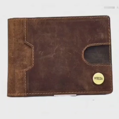 WRIZA RFID Safe Slim Wallets for Men | Genuine Leather Bifold Wallets with 9 Slots | Minimalist & Stylish Wallet for Everyday Carry