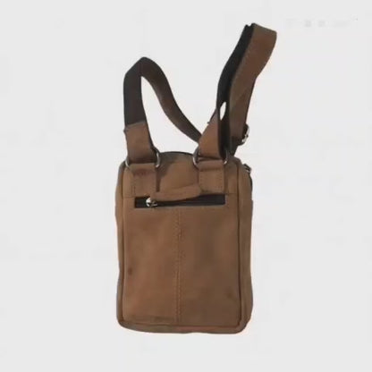 WRIZA Genuine Leather Sling Bag for Men | Vintage Leather | Compact Travel Crossbody Bag with 2 Compartments & Waterproof Linen Lining | Stylish & Lightweight Everyday Shoulder Bag