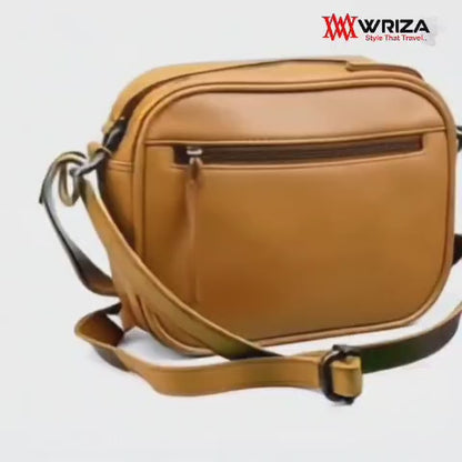 WRIZA Women’s Genuine Leather Sling Bag  Compact Handbag with Single Compartment & Soft Linen Lining  Stylish Shoulder Bag for Daily  Office & Party Use